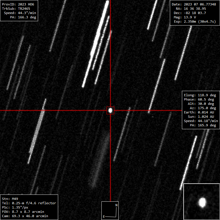 30 x 5 sec Aufnahmen Stacked on Asteroid 2023 HO6 